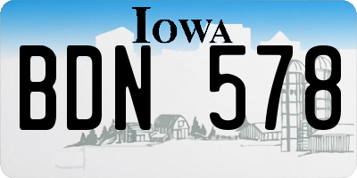 IA license plate BDN578