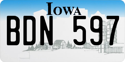 IA license plate BDN597