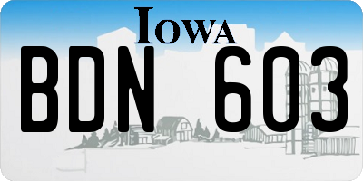 IA license plate BDN603