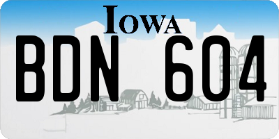 IA license plate BDN604