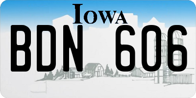 IA license plate BDN606