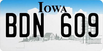 IA license plate BDN609