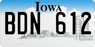IA license plate BDN612