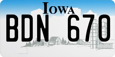 IA license plate BDN670
