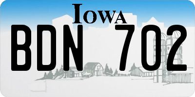 IA license plate BDN702