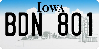 IA license plate BDN801