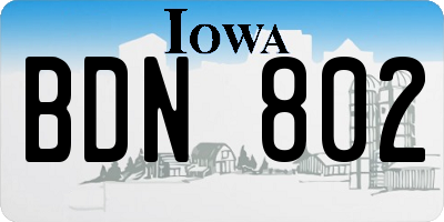 IA license plate BDN802