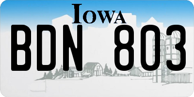 IA license plate BDN803