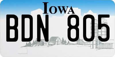 IA license plate BDN805