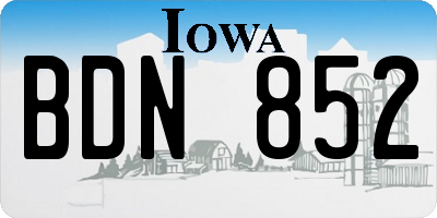 IA license plate BDN852