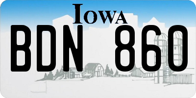 IA license plate BDN860