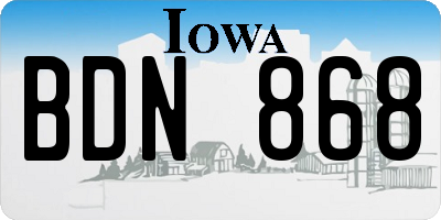 IA license plate BDN868