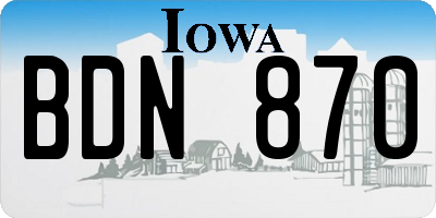 IA license plate BDN870