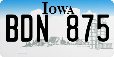 IA license plate BDN875