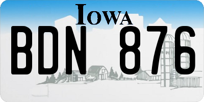 IA license plate BDN876
