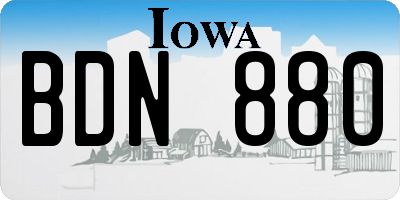 IA license plate BDN880