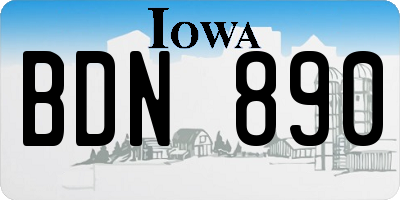 IA license plate BDN890