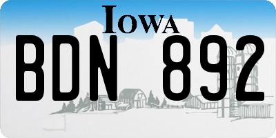 IA license plate BDN892