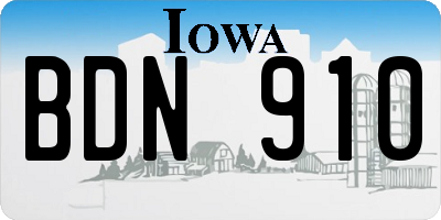 IA license plate BDN910