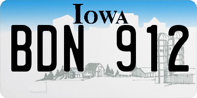 IA license plate BDN912