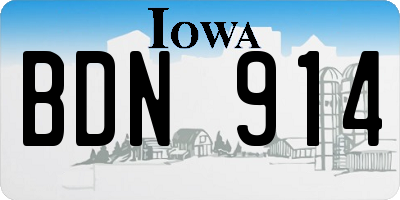 IA license plate BDN914