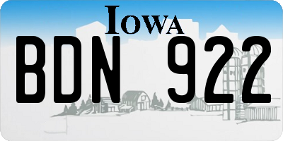 IA license plate BDN922