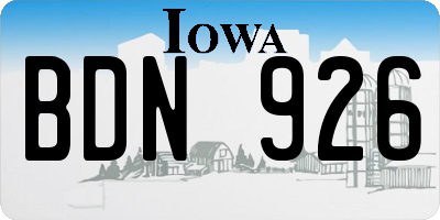 IA license plate BDN926
