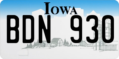 IA license plate BDN930