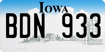 IA license plate BDN933