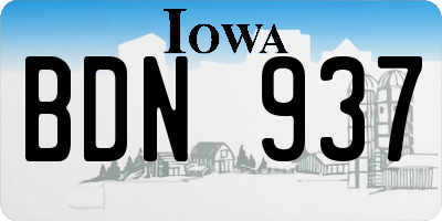 IA license plate BDN937