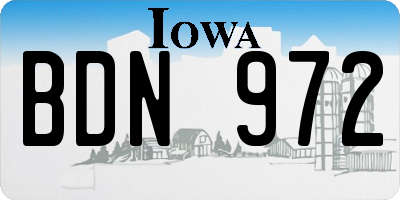 IA license plate BDN972