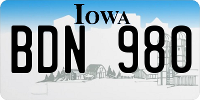 IA license plate BDN980