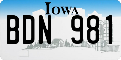 IA license plate BDN981