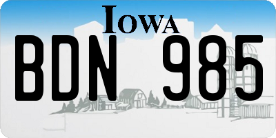 IA license plate BDN985