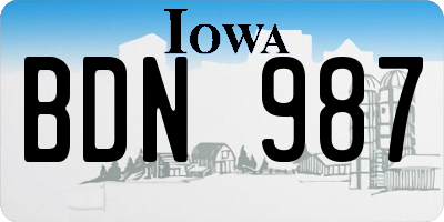 IA license plate BDN987