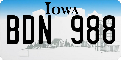 IA license plate BDN988
