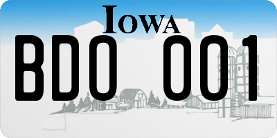 IA license plate BDO001