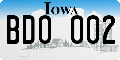 IA license plate BDO002