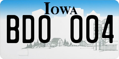 IA license plate BDO004