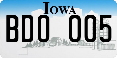 IA license plate BDO005