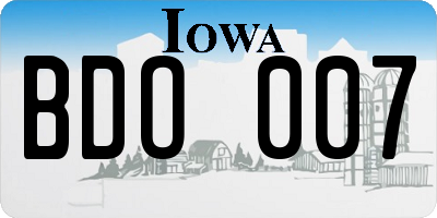 IA license plate BDO007