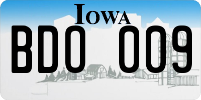IA license plate BDO009