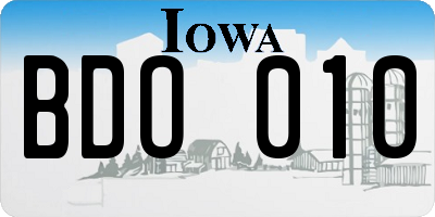 IA license plate BDO010