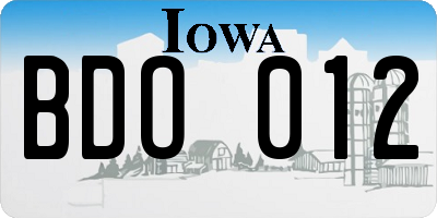 IA license plate BDO012