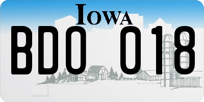 IA license plate BDO018