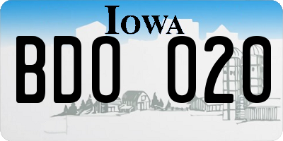 IA license plate BDO020