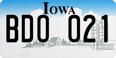 IA license plate BDO021