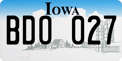 IA license plate BDO027