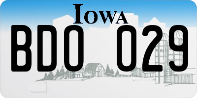 IA license plate BDO029