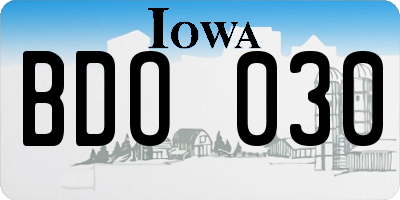 IA license plate BDO030